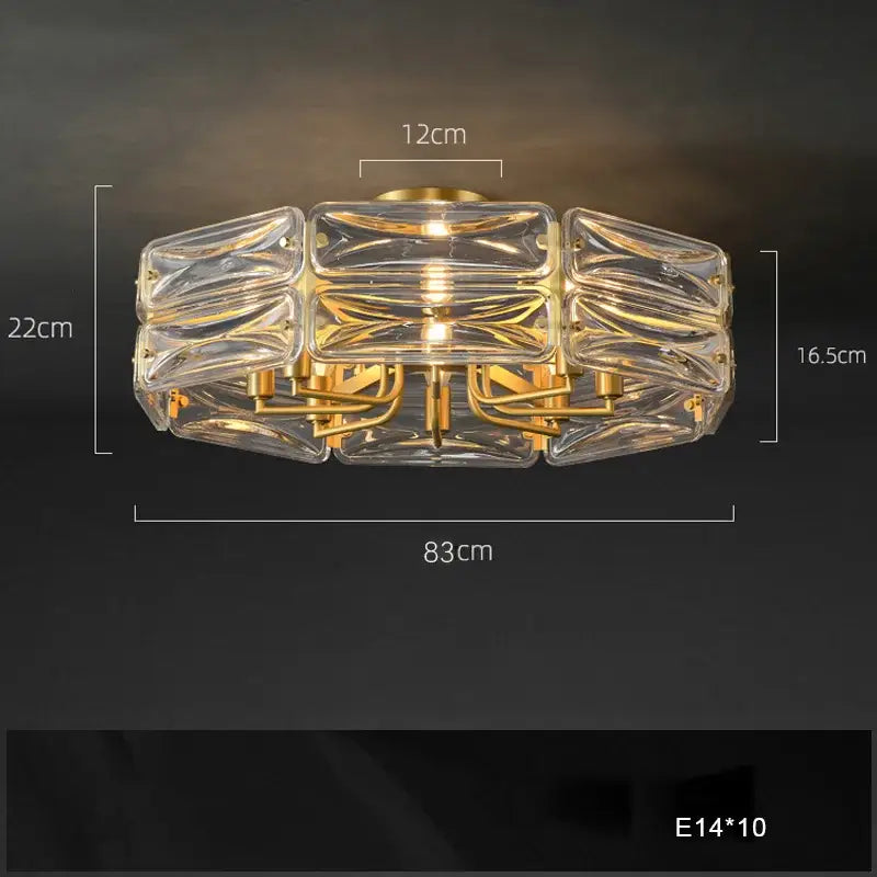 Gold Glass Polished-Copper Island Chandelier