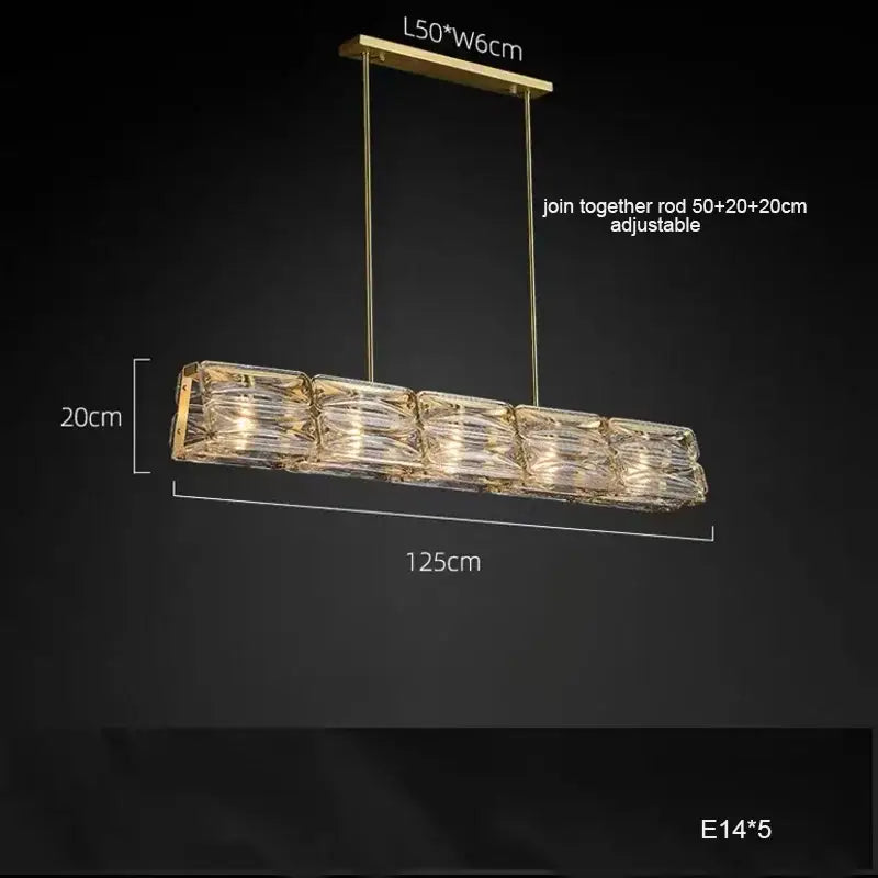Gold Glass Polished-Copper Island Chandelier