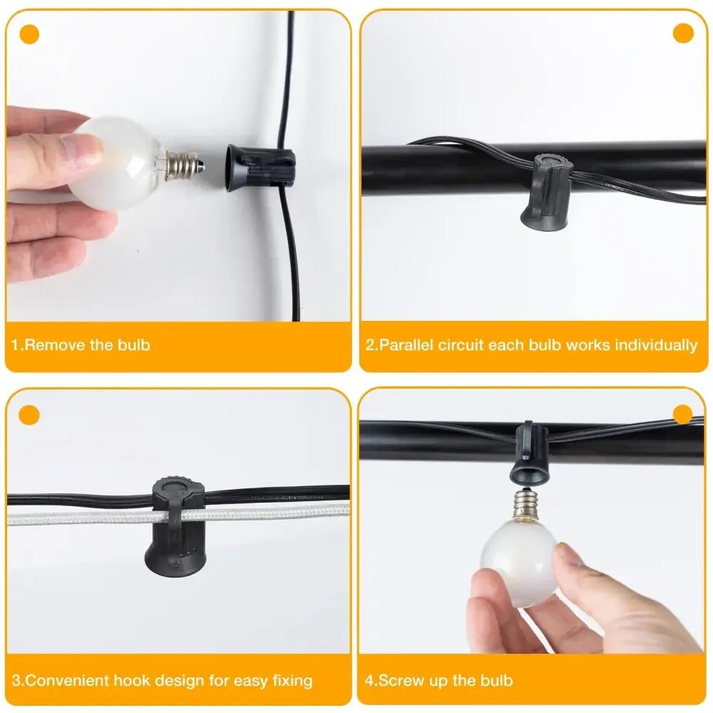 Black LED Globe String Lights
