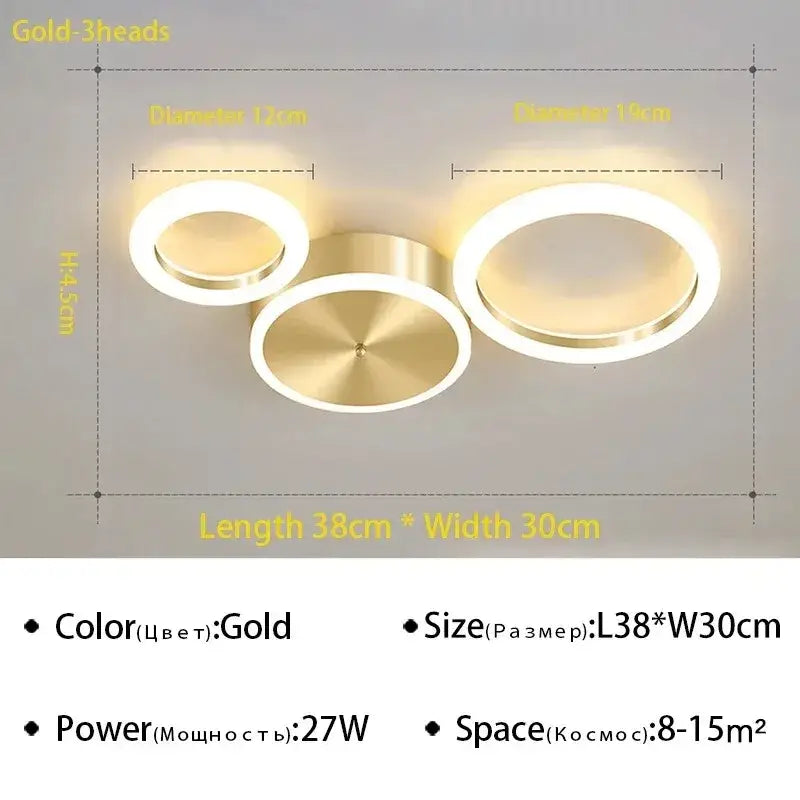 Gold Ring 8-Head Glass-Ball LED Chandelier