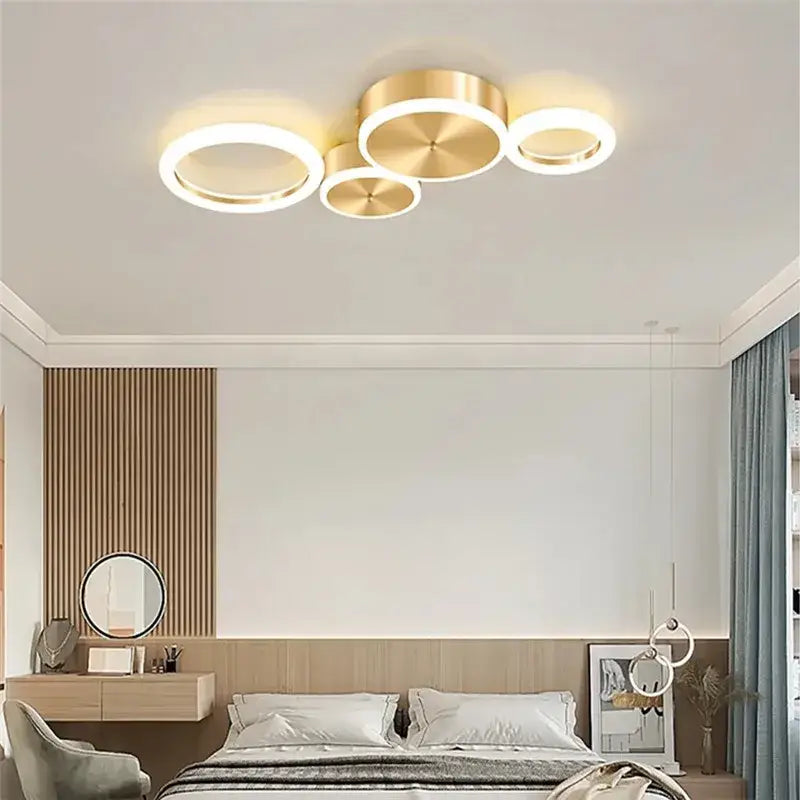 Gold Ring 8-Head Glass-Ball LED Chandelier