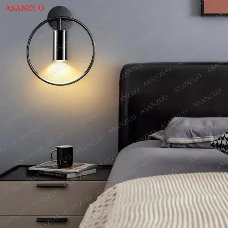Gold Black Ring Wall Lamp