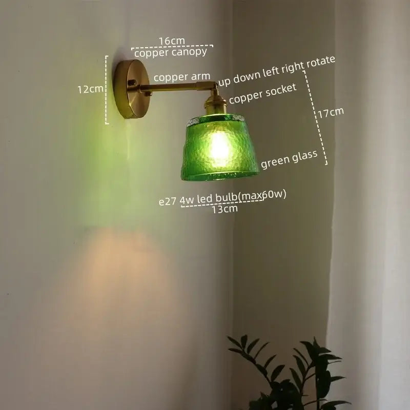 Green Glass Brass Sconce