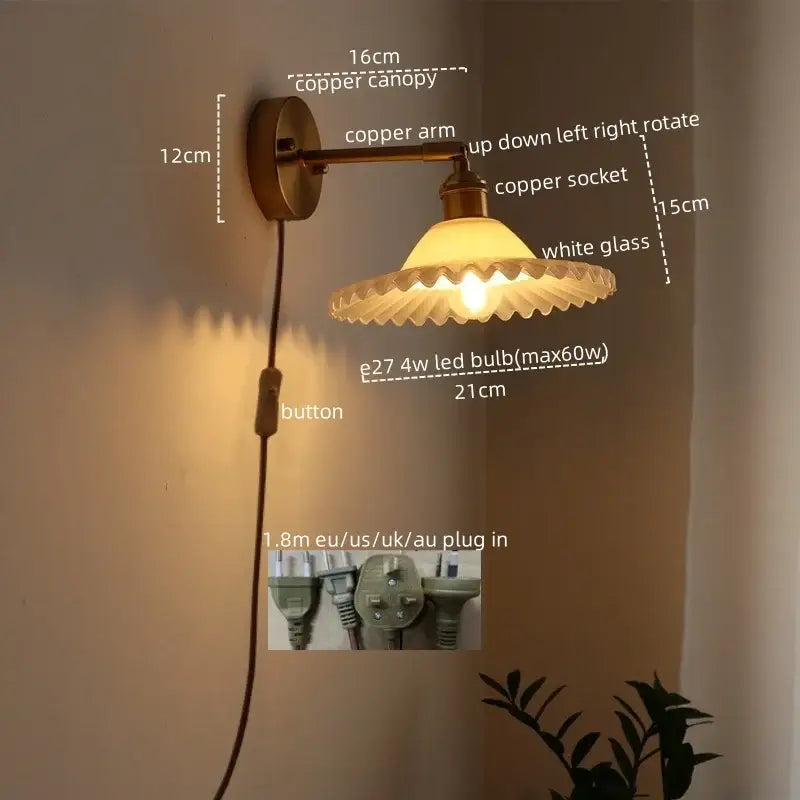 Green Glass Brass Sconce