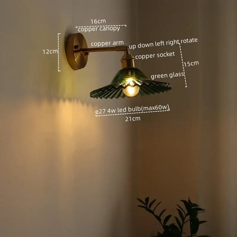 Green Glass Brass Sconce