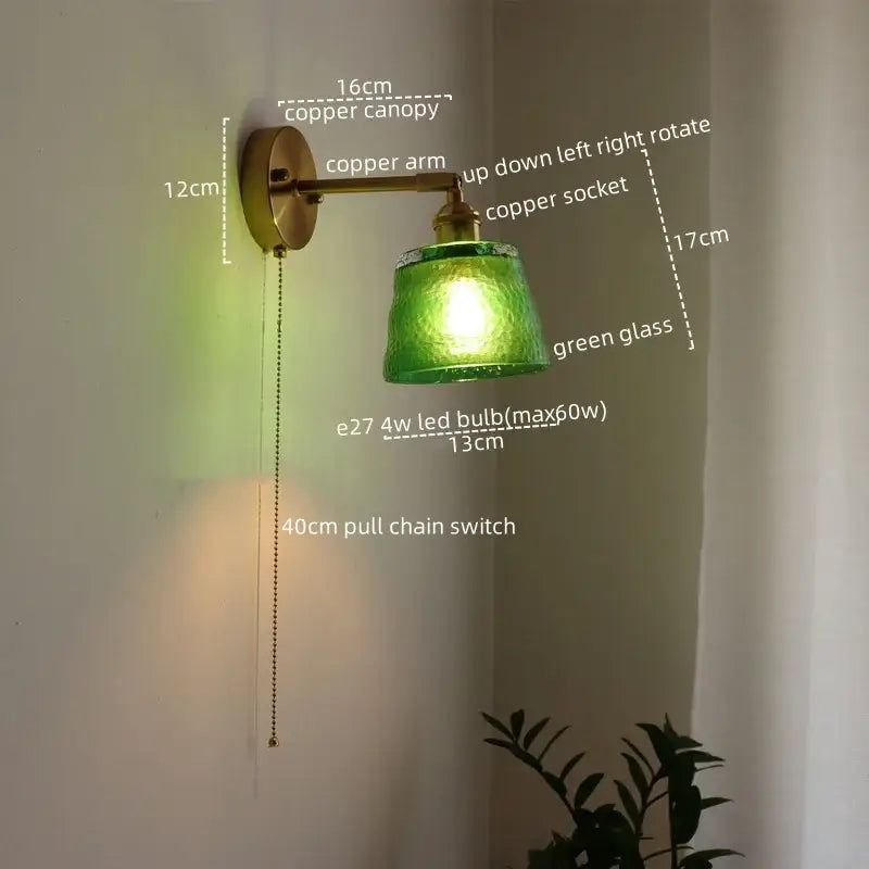 Green Glass Brass Sconce