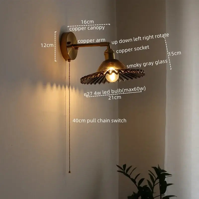 Green Glass Brass Sconce