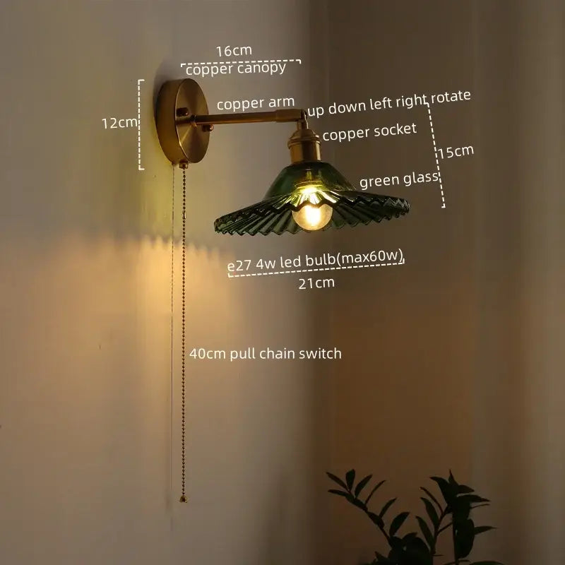 Green Glass Brass Sconce