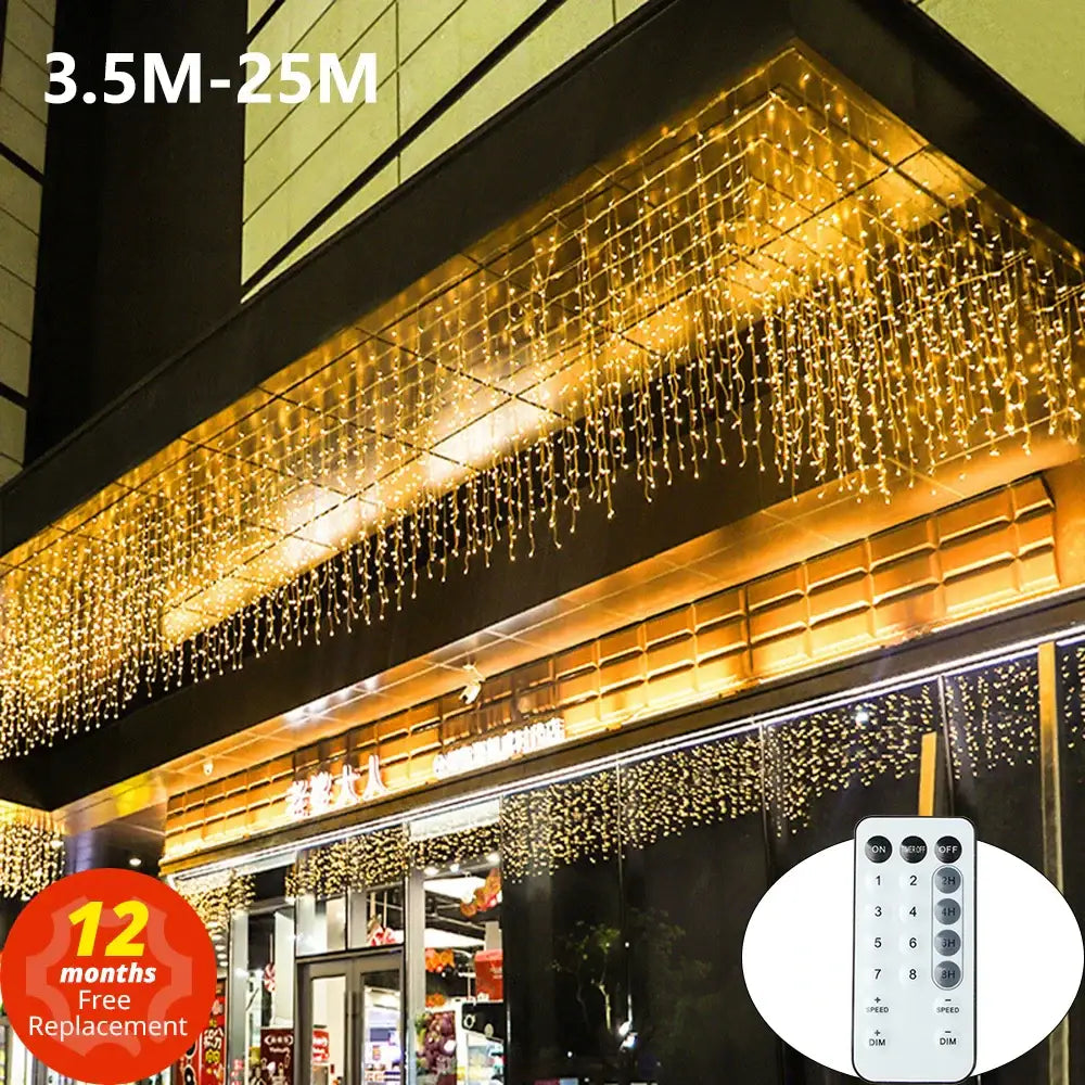 Golden LED Icicle Lights