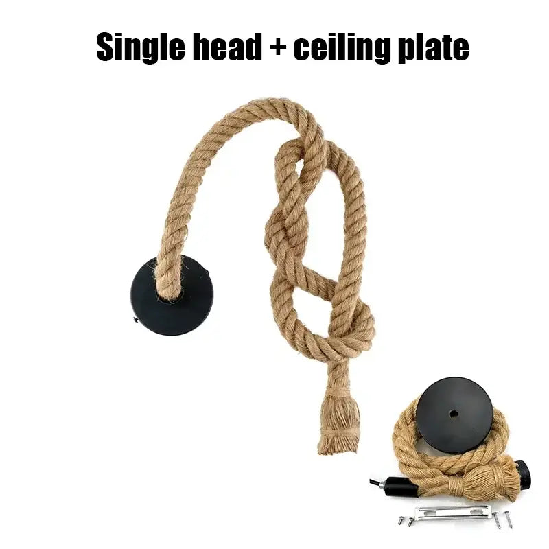 Wood Hand-Knitted Hemp Rope Pendant