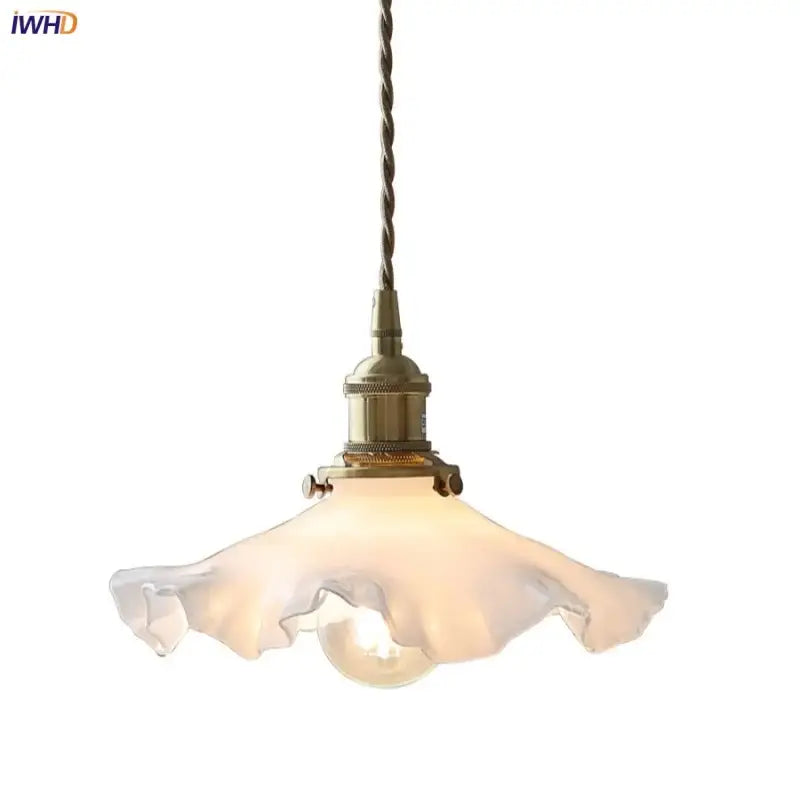 Brass Antique Vintage Glass Pendant Lamp