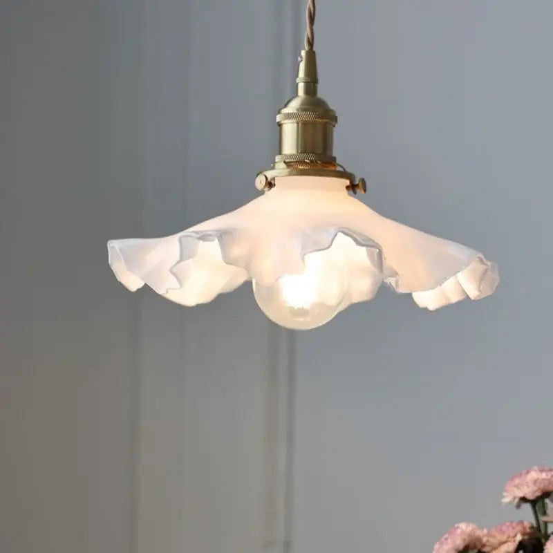 Brass Antique Vintage Glass Pendant Lamp