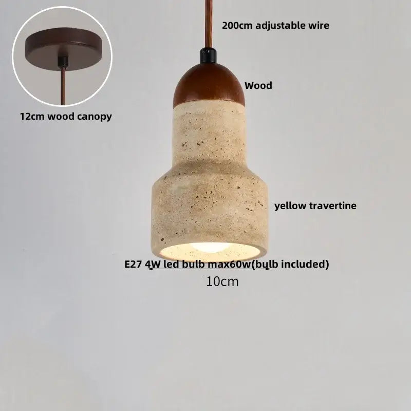 Concrete Wood Industrial Adjustable Pendant Lamp