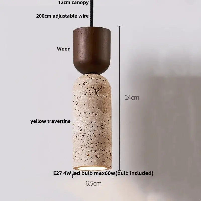 Concrete Wood Industrial Adjustable Pendant Lamp
