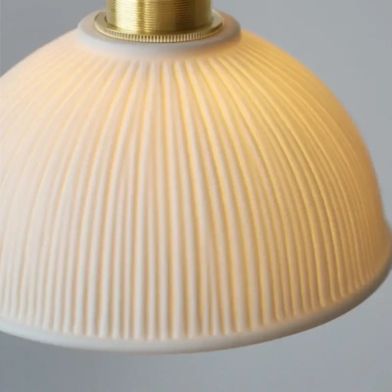 White Ceramic Ash Wood Japanese Pendant Light