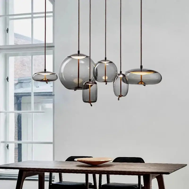 Gray Glass LED Chandelier