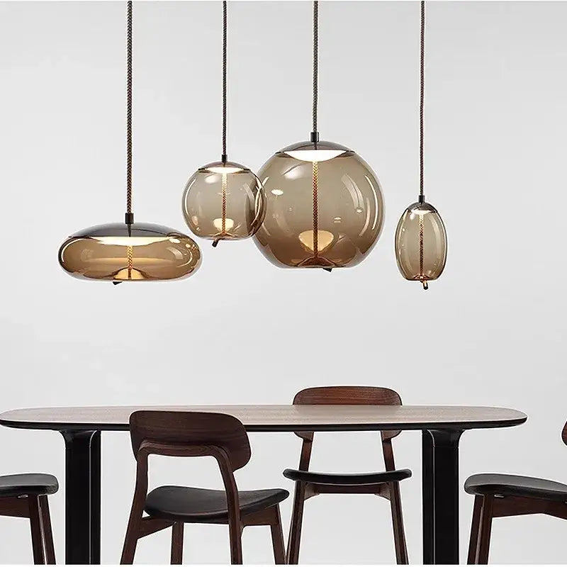 Gray Glass LED Chandelier
