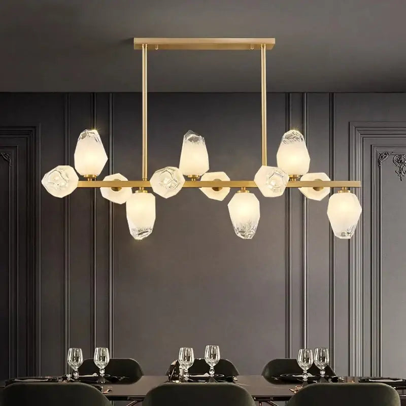 Gold LED 12-Head Pendant Chandelier