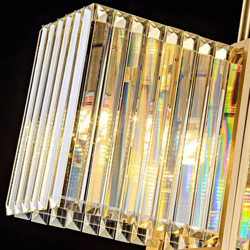 Gold Crystal Rectangular 200cm Pendant Light