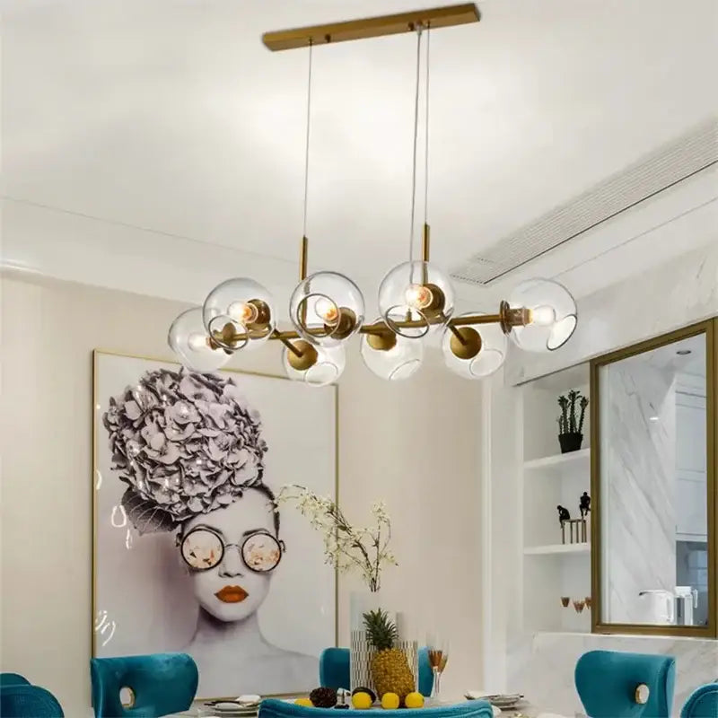 Gold Glass Globe Smoky-Gray Chandelier