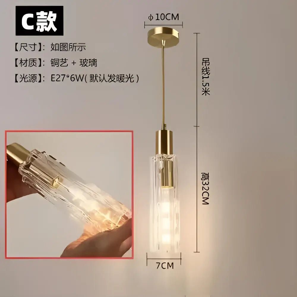 Gold Glass LED Pendant Lamp