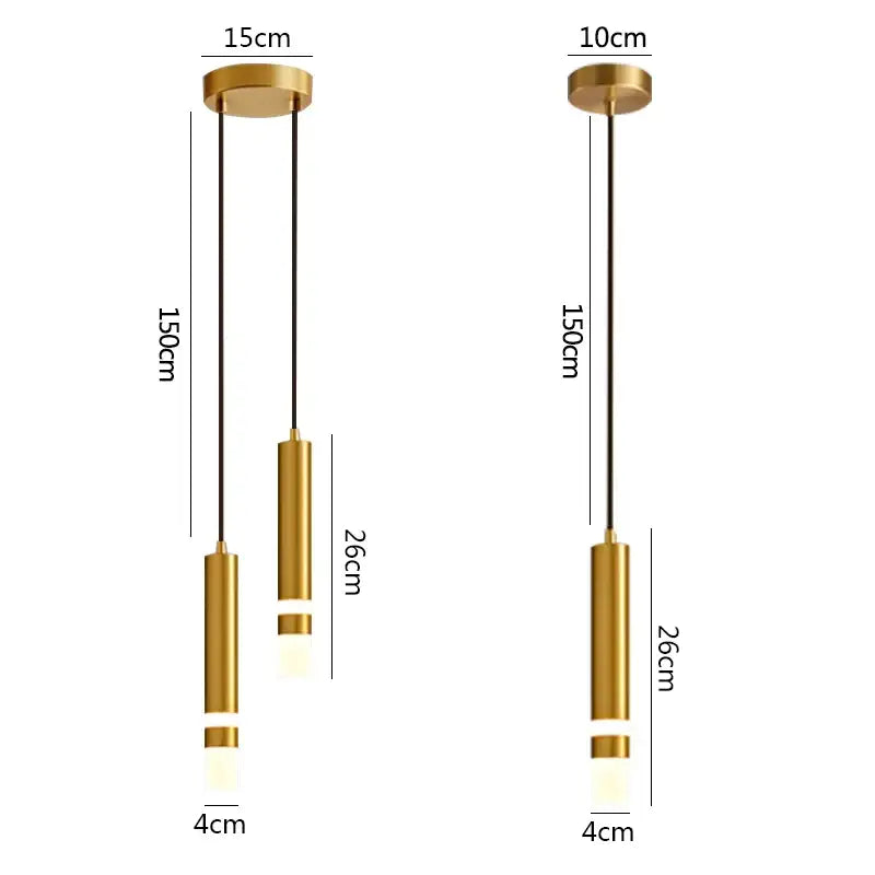 Gold Cylindrical Brass Double-Head Pendant