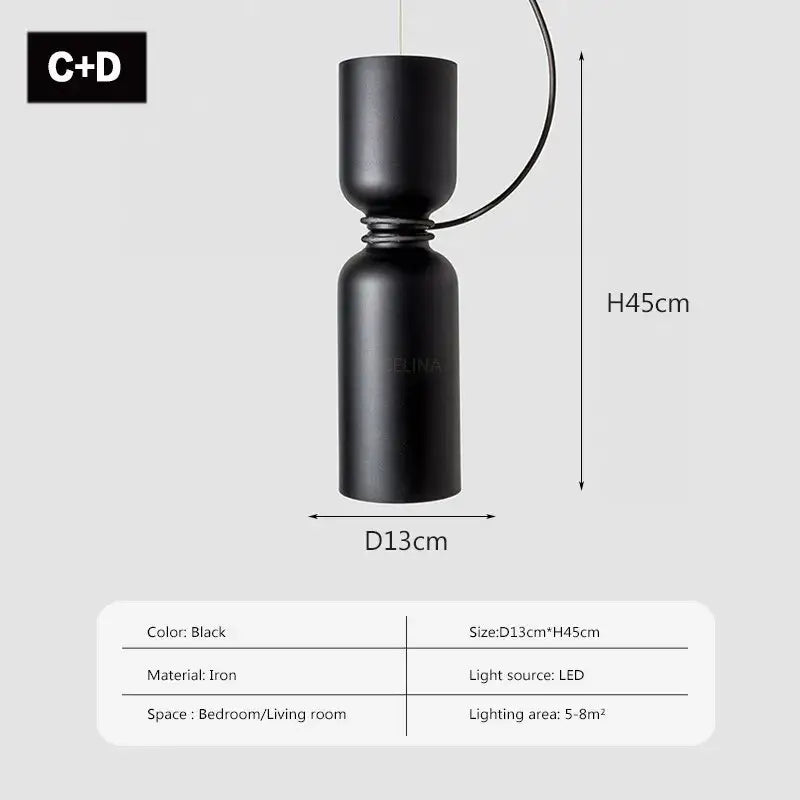 Black White Iron Bedroom Pendant Light