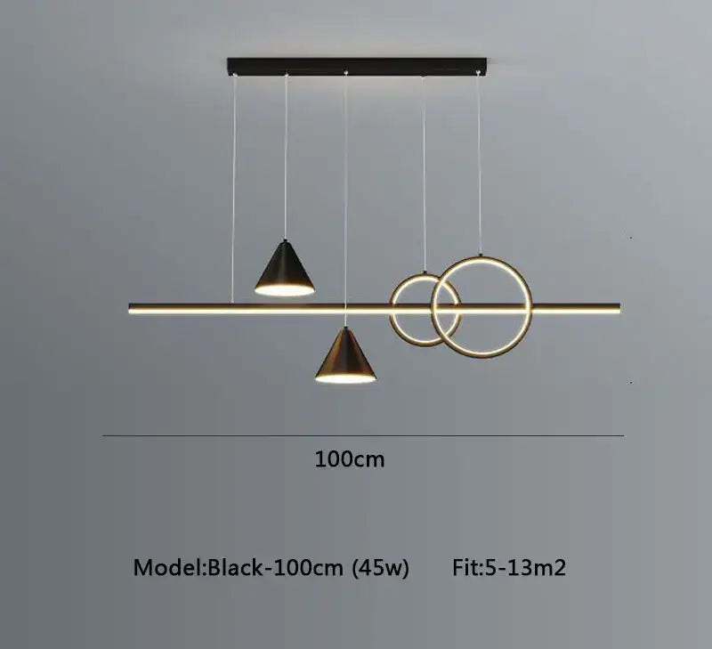 Black Geometric 120cm Minimalist Pendant Light