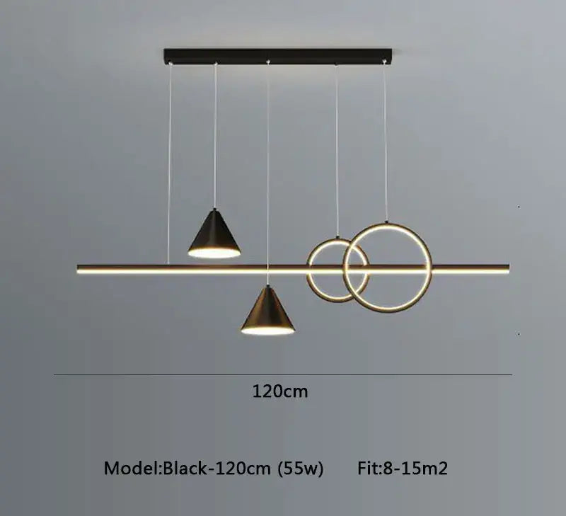 Black Geometric 120cm Minimalist Pendant Light