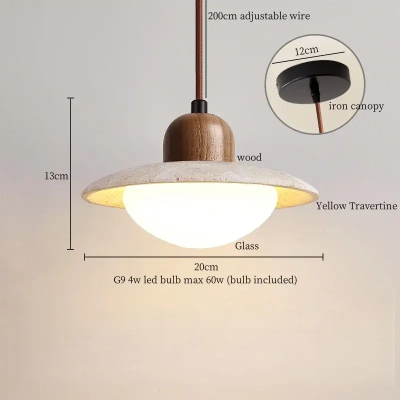 Concrete Dark Wood Pendant Light