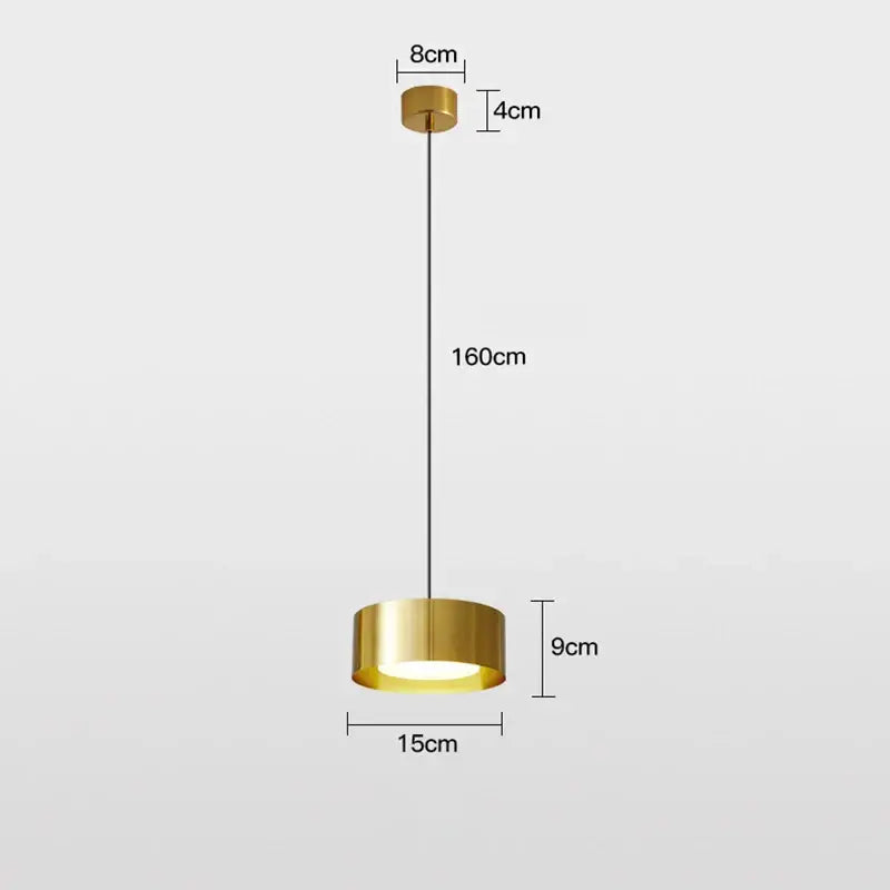 Gold LED Cylindrical Kitchen Pendant Light