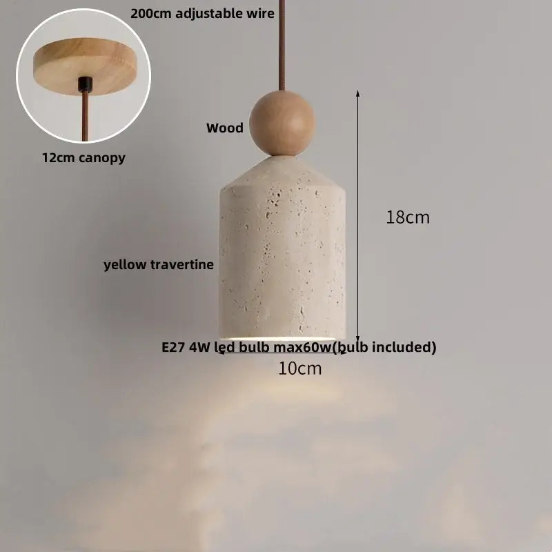 Yellow Travertine Pendant Light Natural Stone