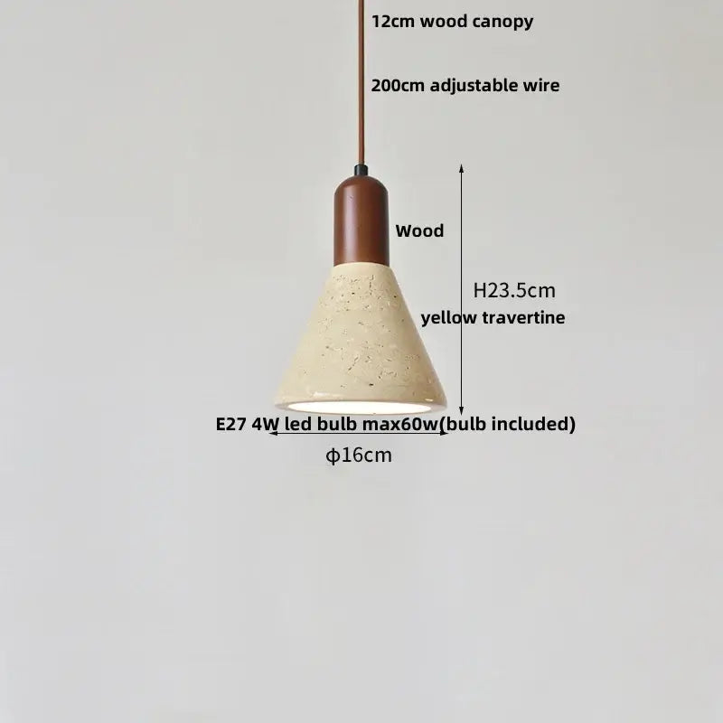 Yellow Travertine Pendant Light Natural Stone