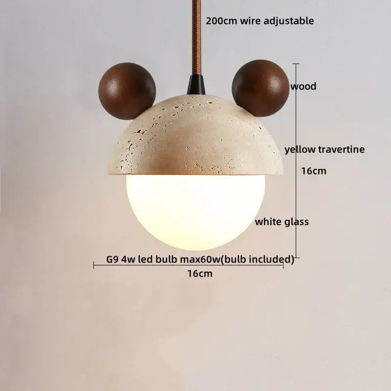 Yellow Travertine Pendant Light Natural Stone