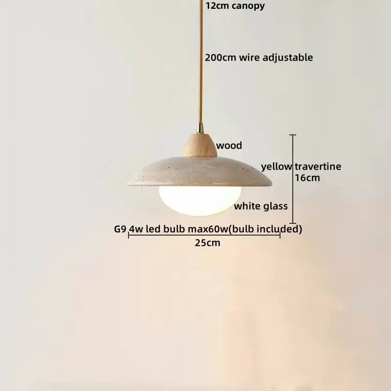 Yellow Travertine Pendant Light Natural Stone