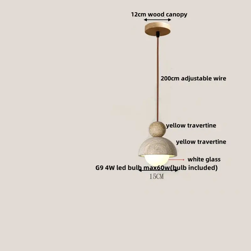 Yellow Travertine Pendant Light Natural Stone