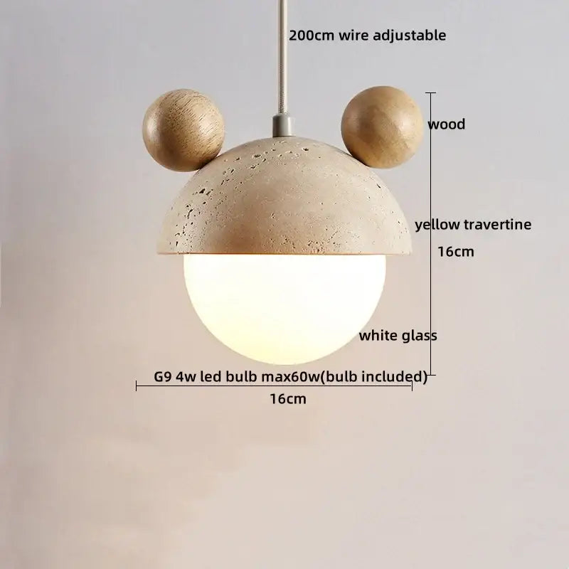 Yellow Travertine Pendant Light Natural Stone