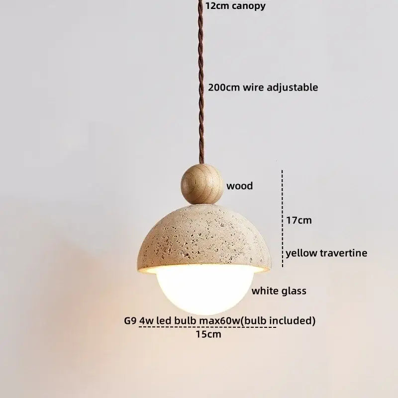 Yellow Travertine Pendant Light Natural Stone