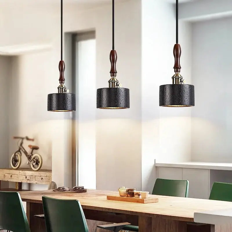 Black Travertine Pendant Light