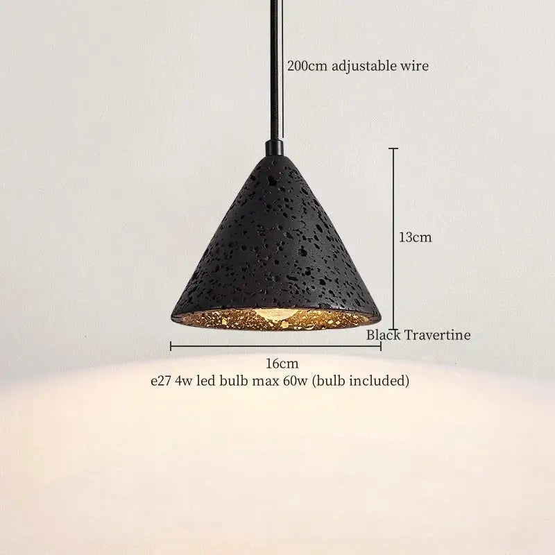Black Travertine Pendant Light