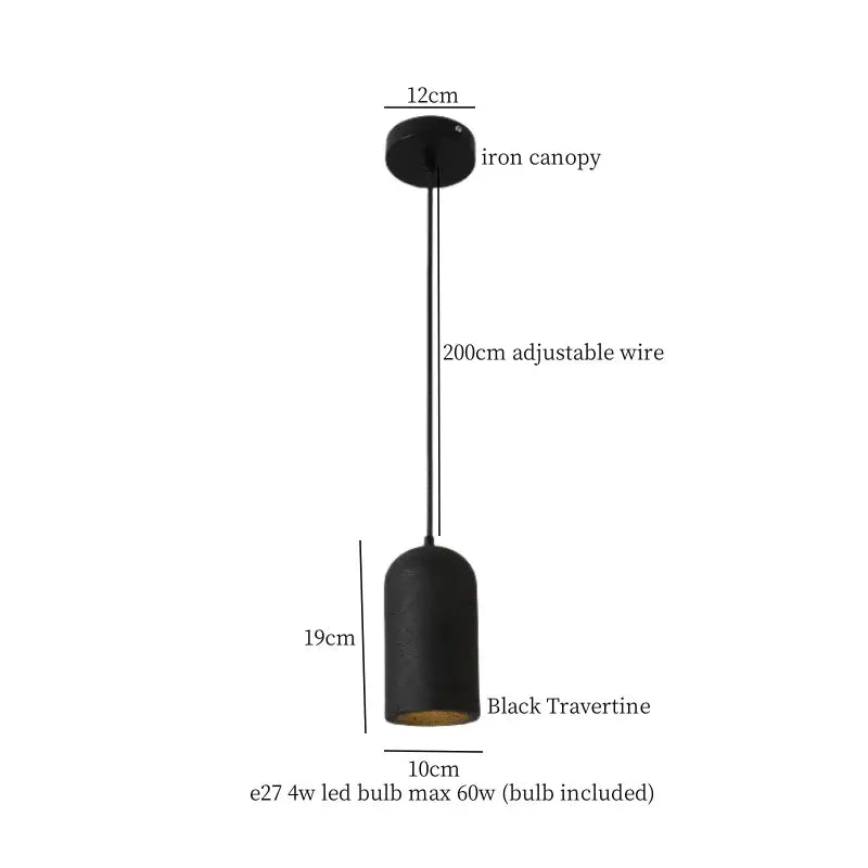 Black Travertine Pendant Light