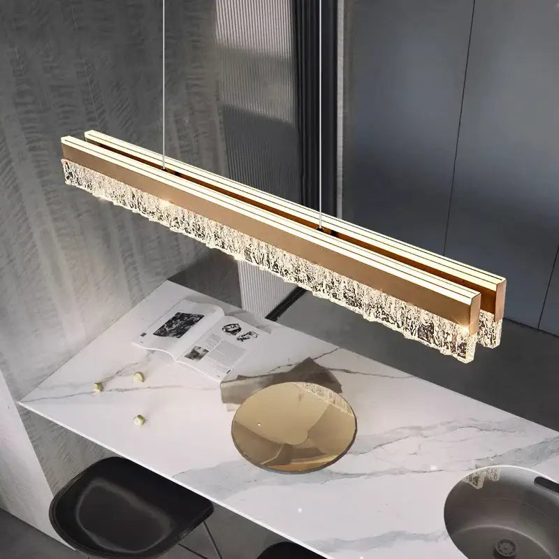 Gold Rectangular 120cm LED Pendant