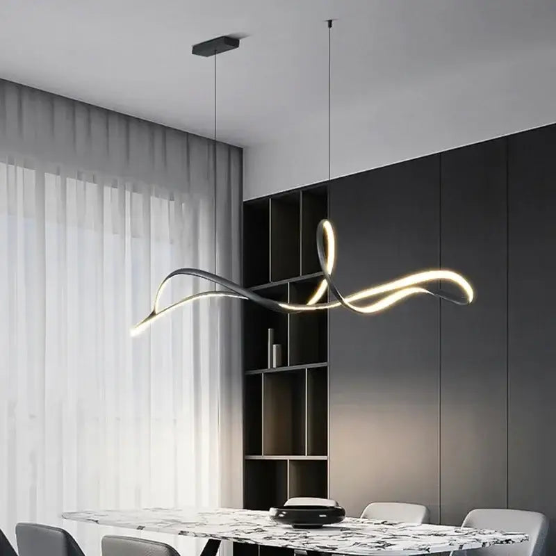 Curved 150cm Remote LED Pendant Light