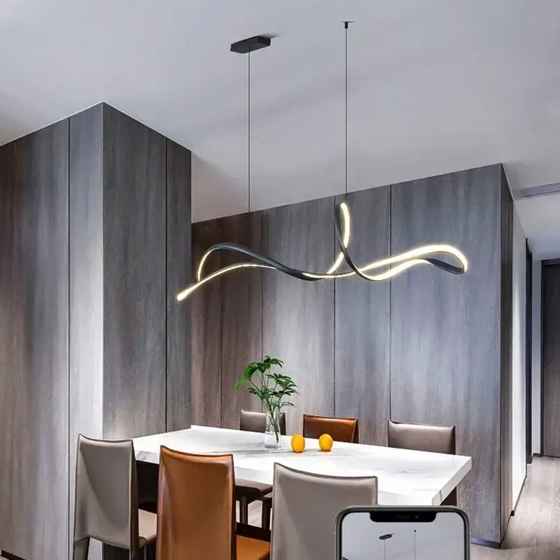 Curved 150cm Remote LED Pendant Light