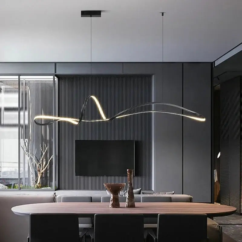 Curved 150cm Remote LED Pendant Light