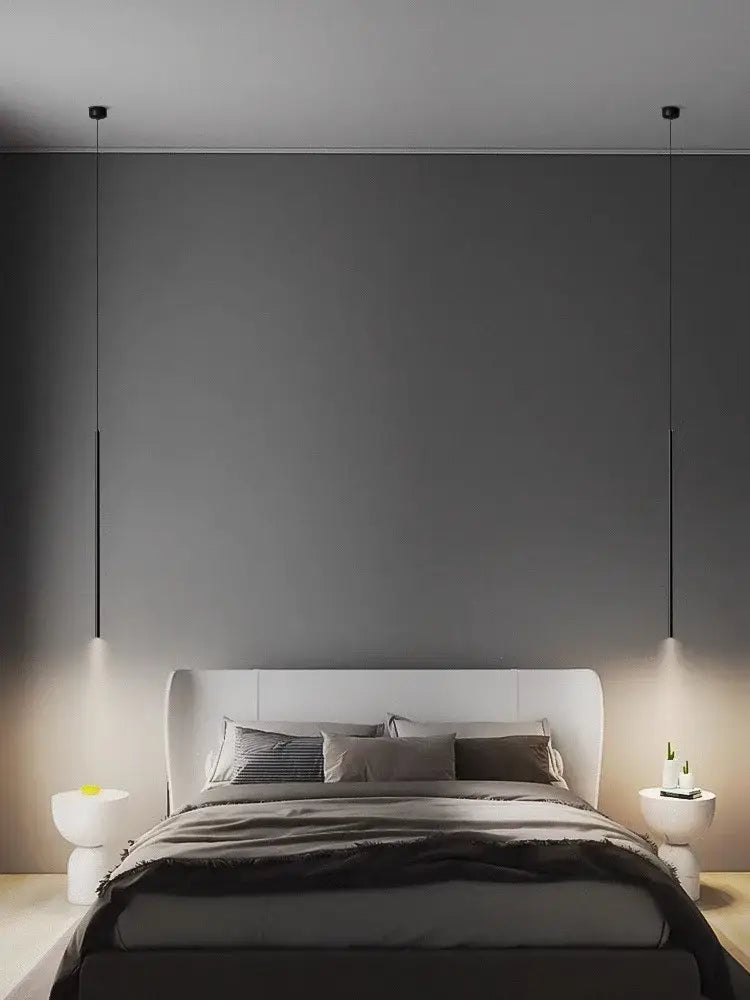 Black Bedroom Pendant Light Dual Drop Design