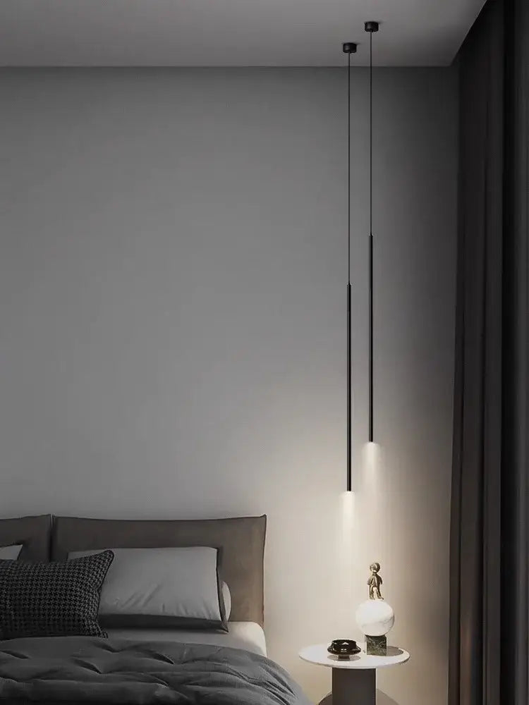 Black Bedroom Pendant Light Dual Drop Design