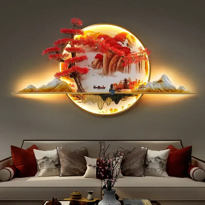 Red LED Pine Wall Light