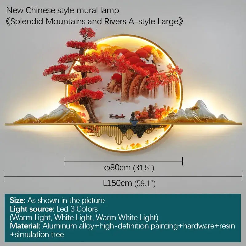 Red LED Pine Wall Light