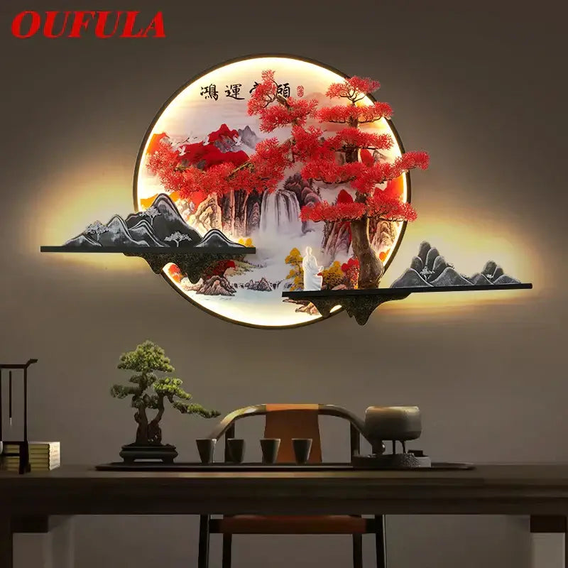 Red LED Pine Wall Light